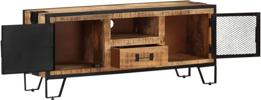 The Living Store Houten tv-kast Industriële stijl 110 x 31 x 46 cm Ruw mangohout Opbergruimte - Foto 1