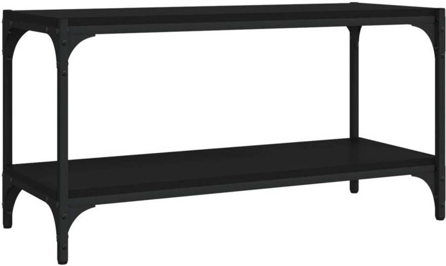 The Living Store Industrieel TV-meubel 80 x 33 x 41 cm Zwart hout en staal