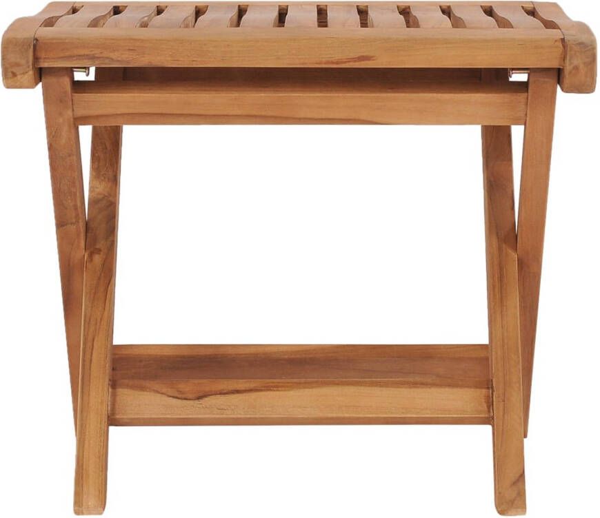 The Living Store Inklapbare Hard Teakhouten Voetensteun 46.5 x 49 x 41.5 cm Weerbestendig Voetenbank Teak Tuinset Buitendecor Terrasdecor
