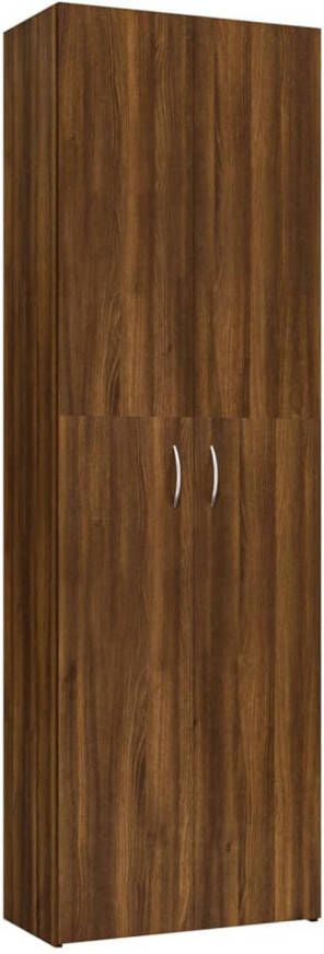 The Living Store Kantoorkast 60x32x190 cm bewerkt hout bruin eikenkleur KantoorKast Houten Kast Bruine Eik Opslagkast Archivak