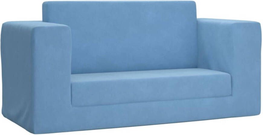 The Living Store Kinderbank Pluche 2-zits Blauw 84x38.5x37 cm Afneembare hoes