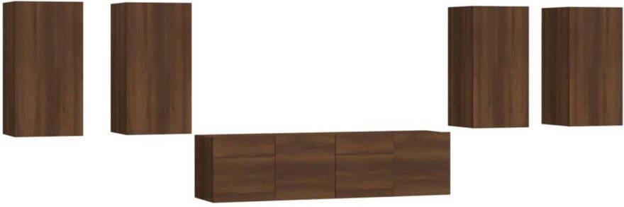 The Living Store Klassiek Bruineiken TV-meubelset 30.5 x 30 x 60 cm (groot) 60 x 30 x 30 cm (klein)