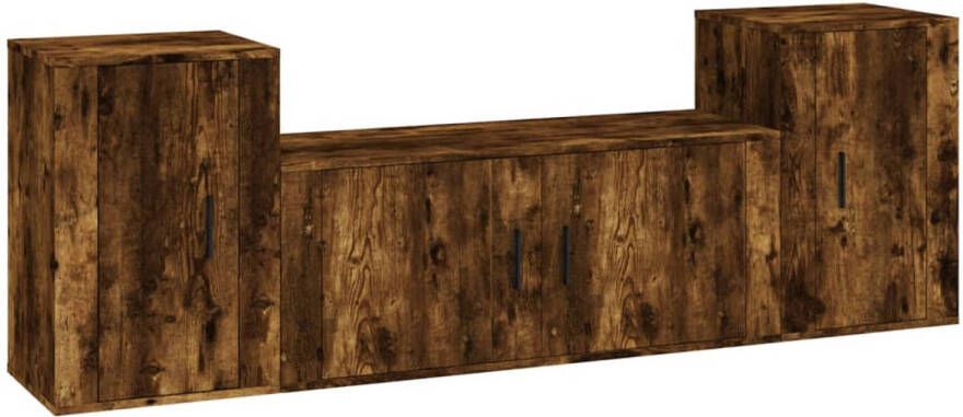 The Living Store Klassieke televisiekastenset 100 x 34.5 x 40 cm Gerookt eiken