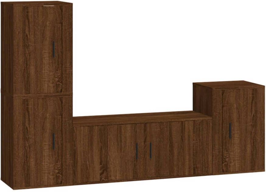 The Living Store Klassieke Televisiekastenset 100x34.5x40cm 3x40x34.5x60cm Bruineiken