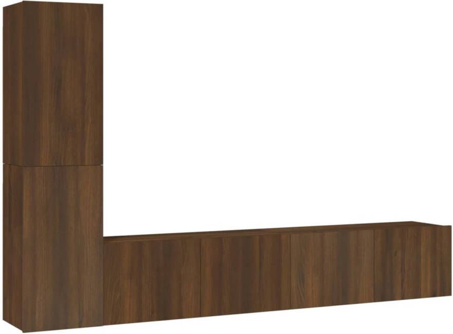 The Living Store Klassieke TV-kastenset 80 x 30 x 30 cm + 30.5 x 30 x 60 cm Bruineiken