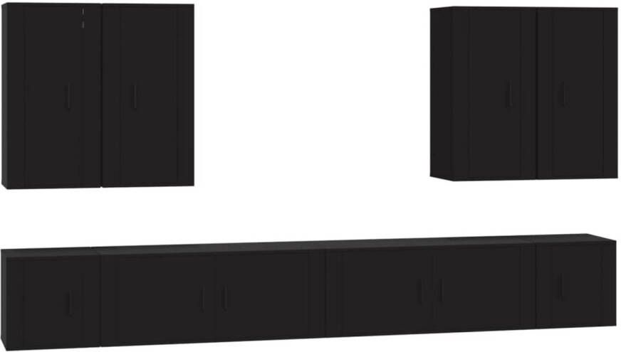 The Living Store klassieke televisiekastenset zwart 2x tv-meubel- 100x34.5x40 cm 2x tv-meubel- 40x34.5x40 cm 4x tv-meubel- 40x34.5x80 cm