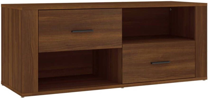 The Living Store Tv-meubel 100x35x40 cm bewerkt hout bruineikenkleurig Kast