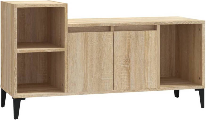 The Living Store Tv-meubel 100x35x55 cm bewerkt hout sonoma eikenkleurig Kast