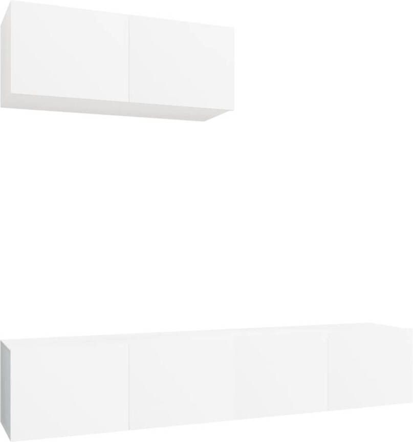 The Living Store vidaXL Klassieke Tv Kast Tv Kast 3-delige Tv-meubelset bewerkt hout wit Houten Tv Kast Witte Tv Kast Wandmontage Tv Kast