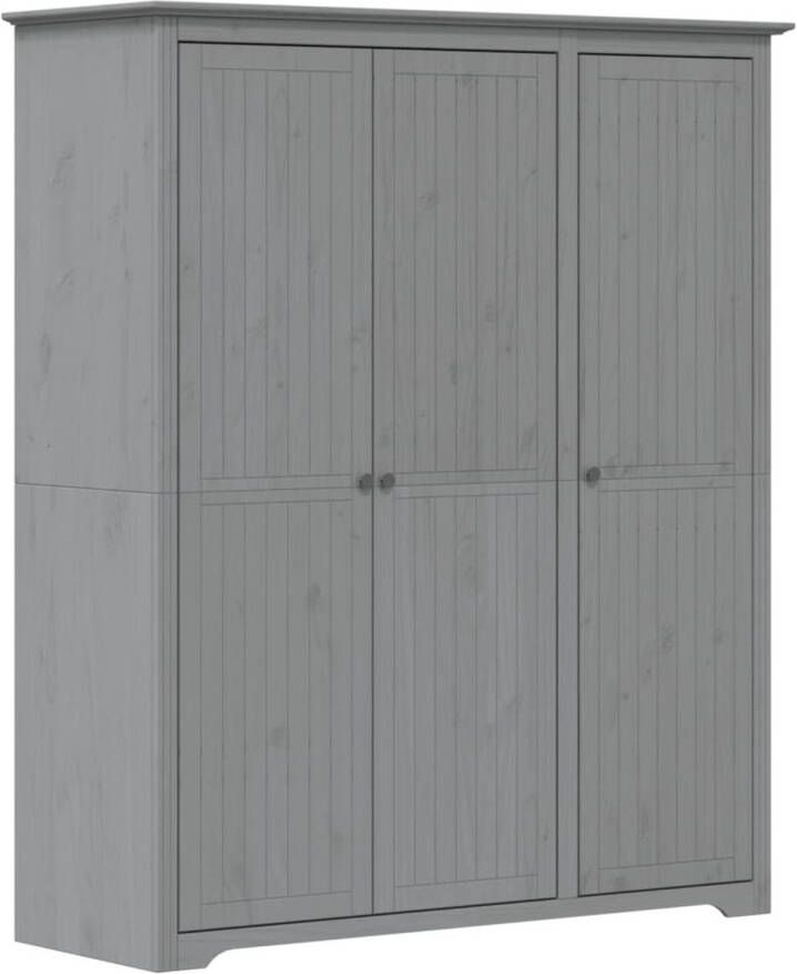 The Living Store Kledingkast BODO 151-5x52x176-5 cm massief grenenhout grijs Kast