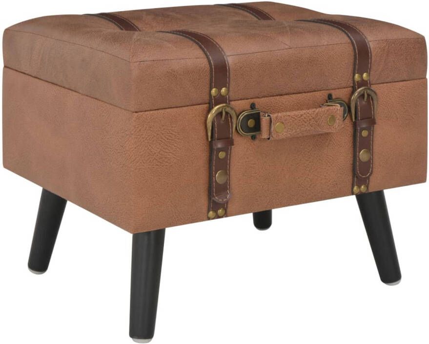 The Living Store Krukkenset bruin 85 x 38 x 47 cm 40 x 33 x 33 cm PVC opbergruimte Krukken Hocker Opbergkrukken Zitplek Interieurdecoratie