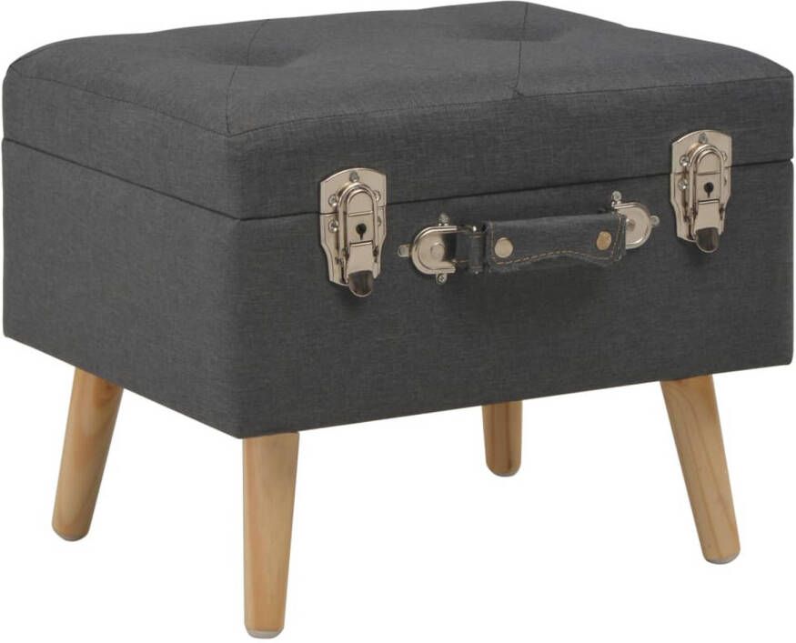 The Living Store Krukkenset Donkergrijs Groot Klein Opbergruimte Polyester Krukkenset Stofkrukken Opbergkrukken Donkere Krukken Hocker