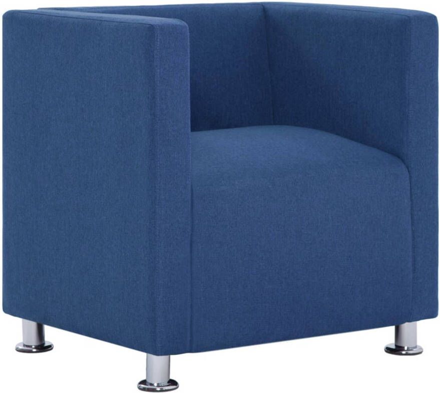 The Living Store Kubus Fauteuil Blauw 69x54x71cm Polyester bekleding - Foto 1