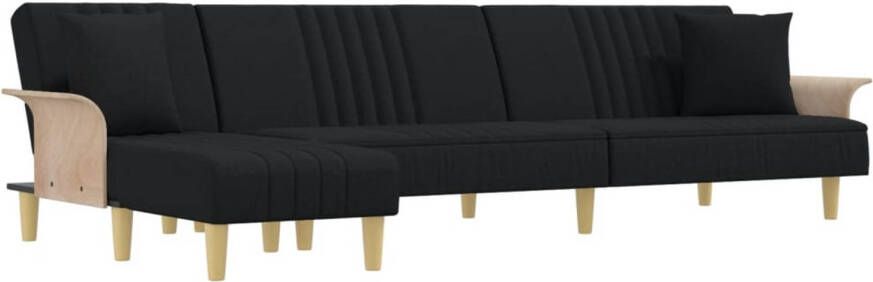 The Living Store L-vormige slaapbank multifunctioneel duurzaam materiaal stevig en stabiel frame comfortabele zitervaring zwart 279 x 140 x 70 cm