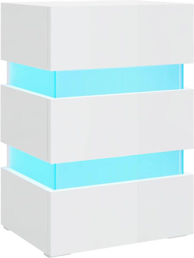 The Living Store LED-nachtkastje Hoogglans wit Bewerkt hout 45 x 35 x 67 cm Met LED-verlichting Montage vereist - Foto 1
