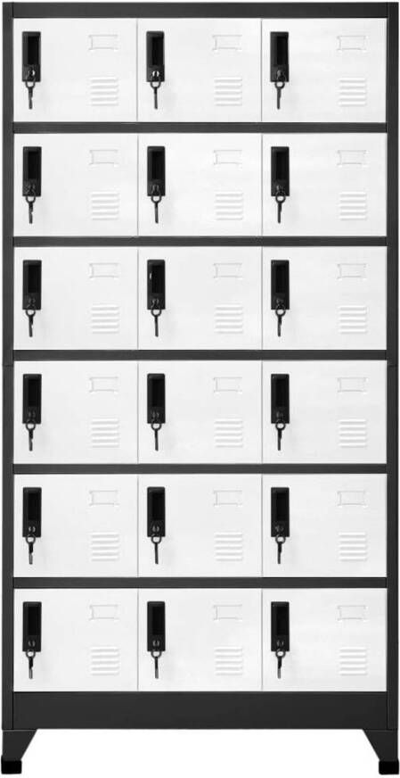 The Living Store Lockerkast Antraciet Wit 90 x 40 x 180 cm Staal - Foto 1