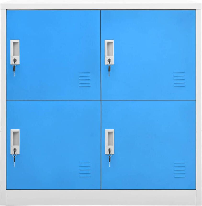 The Living Store Lockerkast Modern Design Opbergkast Afmetingen- 90 x 45 x 92.5 cm Kleur- Lichtgrijs en Blauw - Foto 1