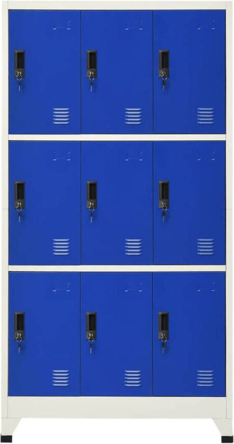 The Living Store Lockerkast Staal Grijs Blauw 90x45x180cm Duurzaam en Ventilatieopeningen - Foto 1