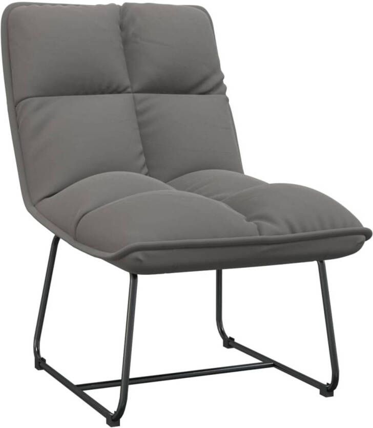 The Living Store Loungestoel Comfortabel verstelbaar en duurzaam Lichtgrijs 54x72x74 cm (BxDxH) Fluweel metaal - Foto 1