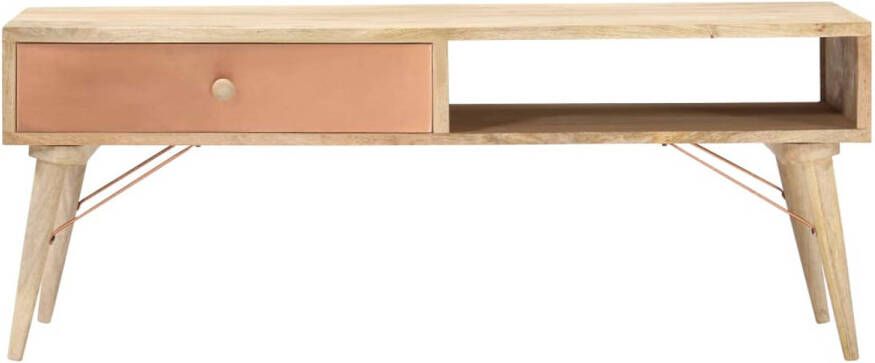 The Living Store Mangohouten Salontafel Natuurlijke Afwerking 118 x 57 x 45 cm Met lade