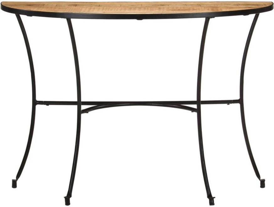 The Living Store Mangohouten Tafel 110 x 40 x 77 cm Stalen Poten Bijzettafel Salontafeltje Mango Wood Furniture Houten Bijzetkast Halletjes Kast