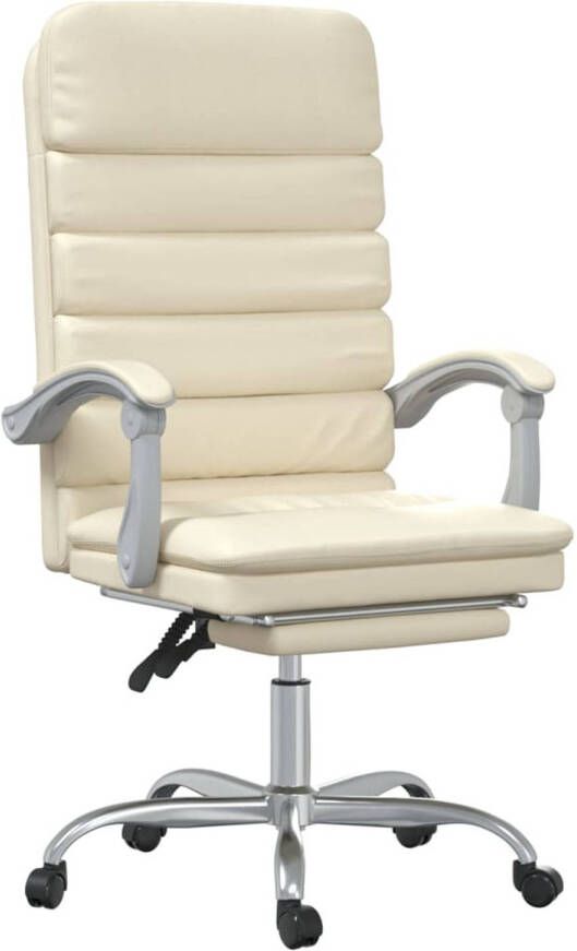 The Living Store Massage bureaustoel verstelbaar kunstleer crème 63x56x(110.5-120)cm - Foto 1
