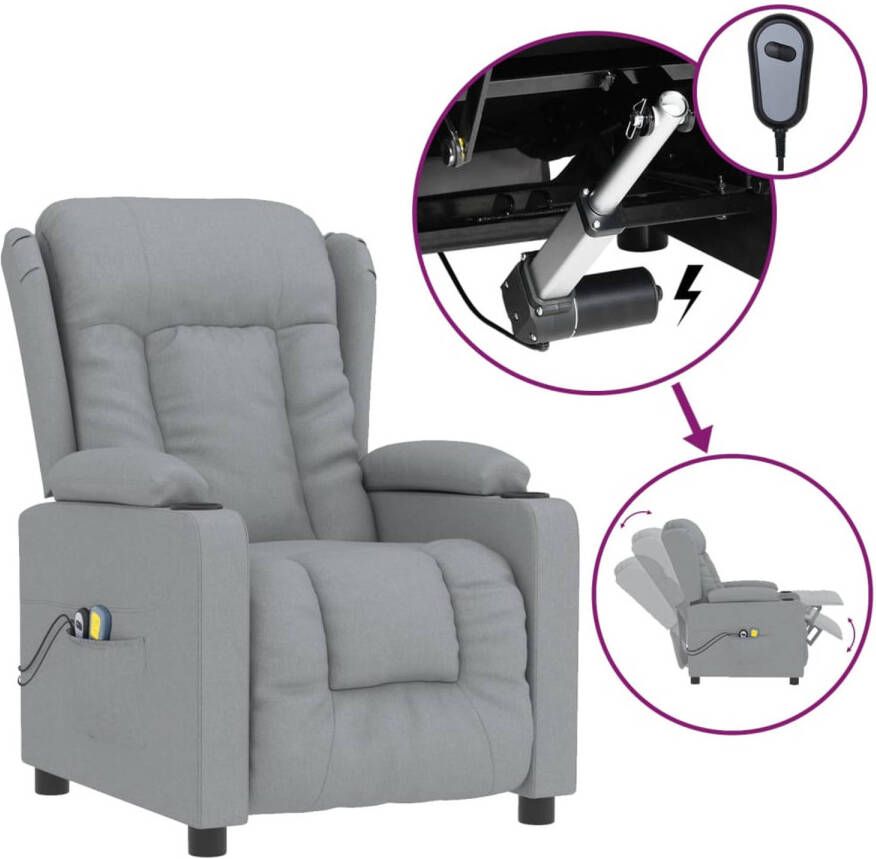 VidaXL Massagestoel elektrisch stof lichtgrijs Elektrische Massagestoel Massagefauteuil Relaxfauteuil Ergonomische Stoel Comfortabele Stoel
