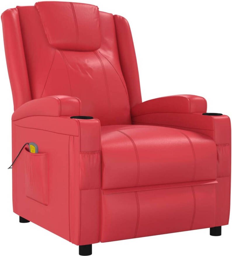 The Living Store Massagefauteuil Verstelbaar 6-punts trillingsmassage Rood 75x88x100cm