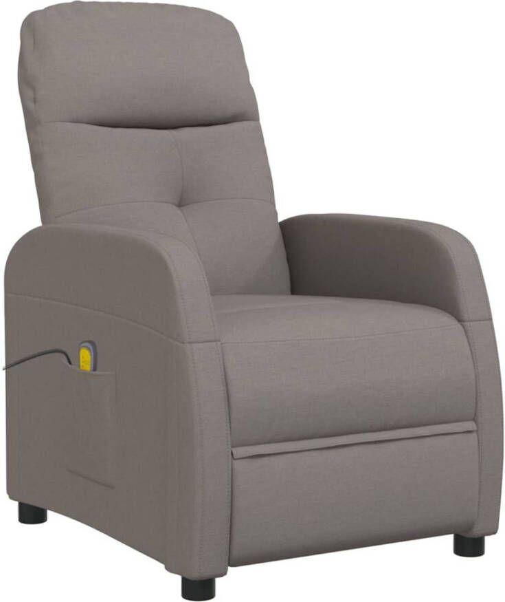 The Living Store Massagefauteuil Verstelbaar 63.5 x (97-144.5) x (85-104.5) cm Taupe stof 6-punts vibratiemassage