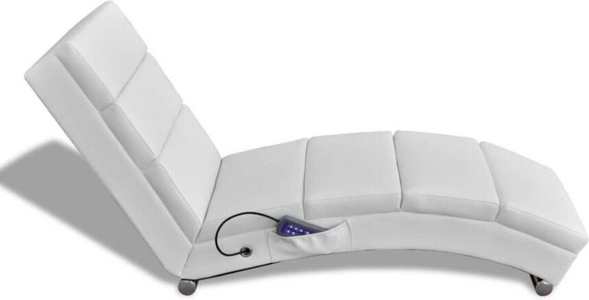 The Living Store Massagelounger kunstleer wit Massagestoel Elektrische Massagestoel Massage Fauteuil Wellnessstoel Comfortabele Stoel