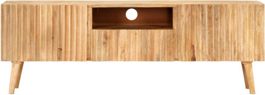 The Living Store Massief Mangohouten TV-meubel 140 x 30 x 49 cm met 2 deuren en 1 lade - Foto 1