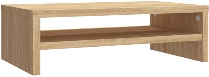 The Living Store Monitorstandaard Spaanplaat 42x24x13 cm Sonoma Eiken Inclusief opbergschap