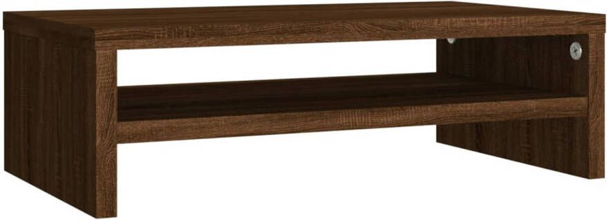 The Living Store Monitorstandaard 42x24x13 cm Bewerkt Hout Opbergschap Bruineiken - Foto 1