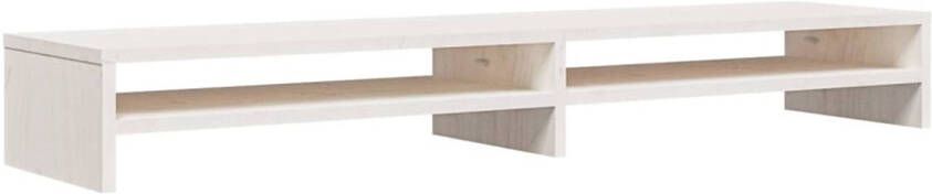 The Living Store Monitorstandaard Grenenhout 100 x 24 x 13 cm Opbergfunctie Stress verminderend