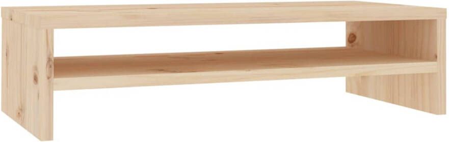 The Living Store Monitorstandaard Houten bureaukast 50x24x13 cm Massief grenenhout