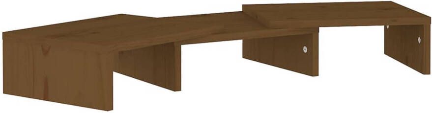 The Living Store Monitorstandaard Houten Bureaukast Verstelbaar Honingbruin 60 x 24 x 10.5cm - Foto 1