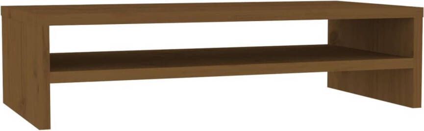 The Living Store Monitorstandaard Houten Bureaukast 50 x 24 x 13 cm Opbergfunctie - Foto 1