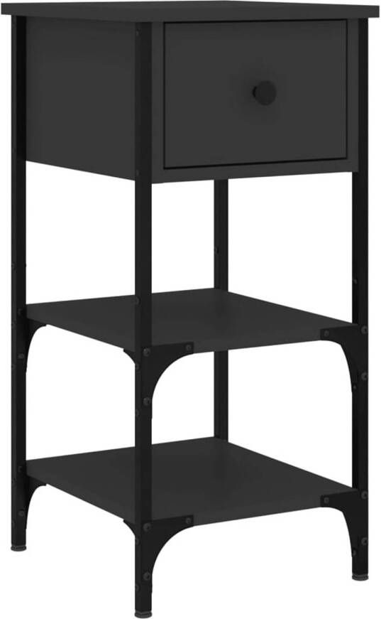 The Living Store Nachtkastje Zwart 34 x 36 x 70 cm Trendy ontwerp met duurzaam hout en ijzeren frame - Foto 1