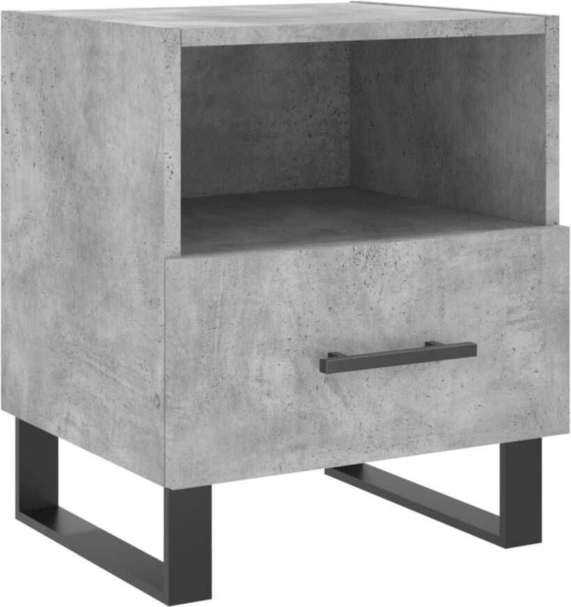 VidaXL The Living Store Nachtkastje Betongrijs 40 x 35 x 47.5 cm Duurzaam bewerkt hout Ruime opbergruimte Displayfunctie Metalen voeten