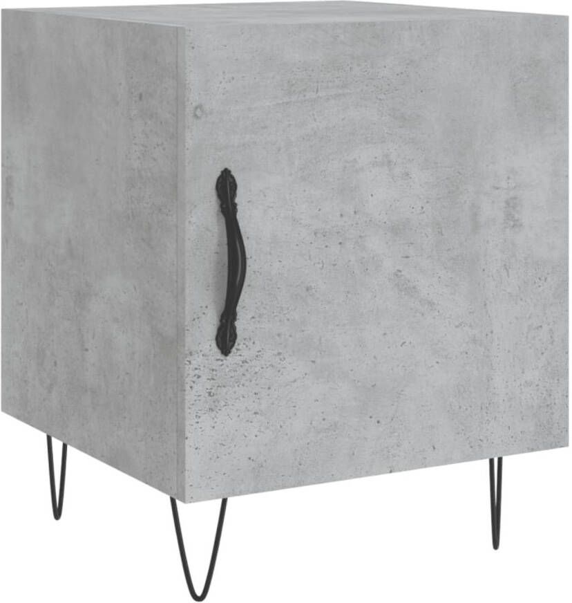 The Living Store Nachtkastje Betongrijs 40x40x50 cm Duurzaam Hout Veel Opbergruimte Displayfunctie Metalen Voeten Praktische Deur - Foto 1