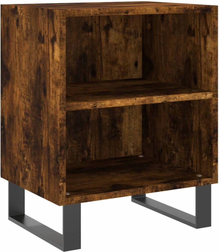 The Living Store Nachtkastje Elegant Meubelen Afmetingen- 40 x 30 x 50 cm Materiaal- Bewerkt hout en ijzer Kleur- Gerookt eiken