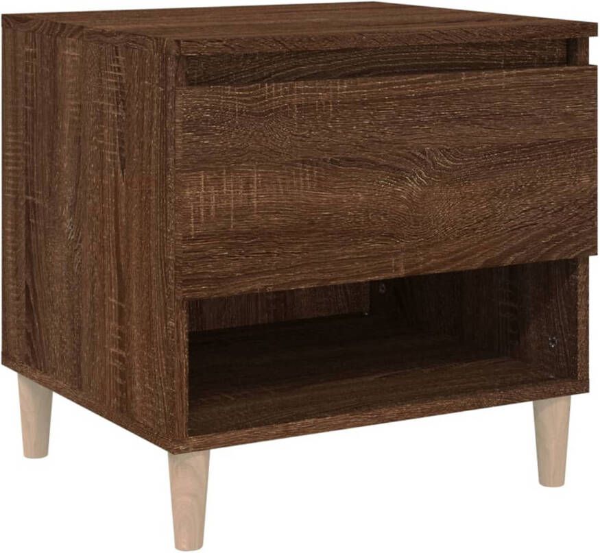 The Living Store Nachtkastje 50x46x50 cm bewerkt hout bruin eikenkleur Nachtkastje Kastje Nachtlamp Slaapkamervloer Houten Meubilair