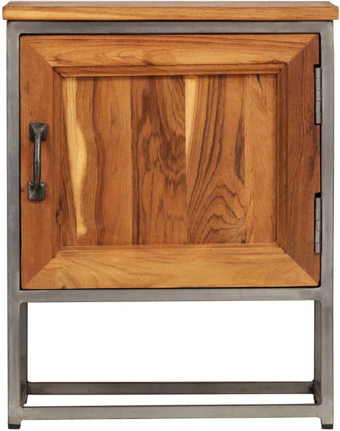 The Living Store Nachtkastje Gerecycled Teakhout 40 x 30 x 50 cm Industriële Stijl