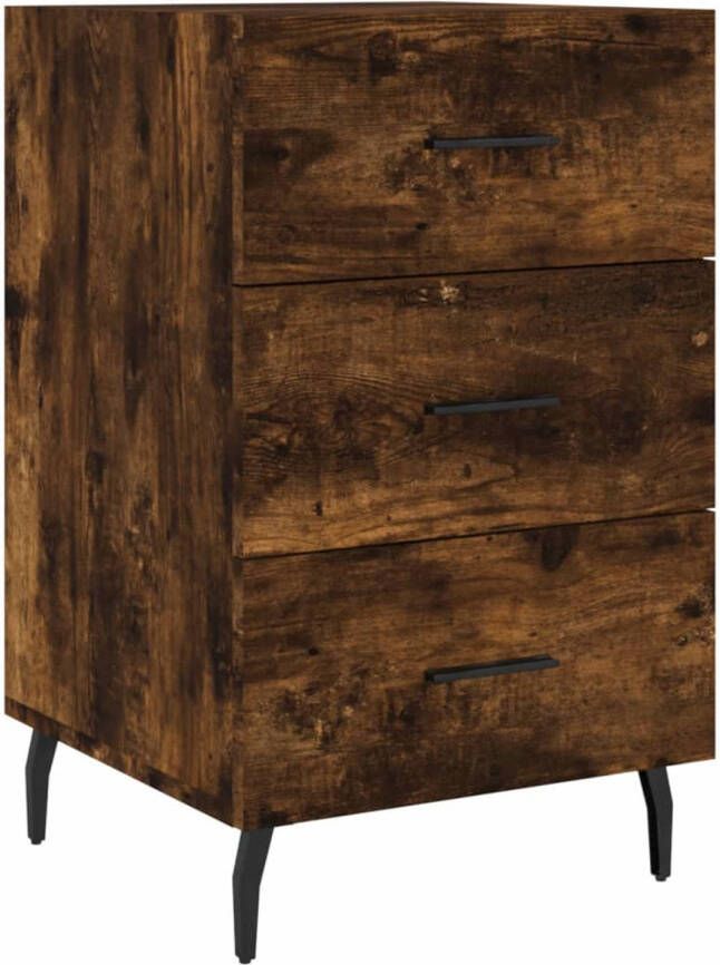 The Living Store Nachtkastje Gerookt Eiken 40 x 40 x 66 cm Duurzaam Materiaal Nachtkastje Kastje Bijzettafel Houten Kast Bruine Kast