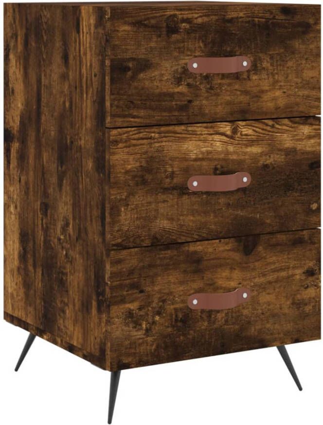 The Living Store Nachtkastje Gerookt Eiken 40 x 40 x 66 cm Duurzaam Materiaal Nachtkastje Kastje Bijzettafel Houten Kast Bruine Kast - Foto 2