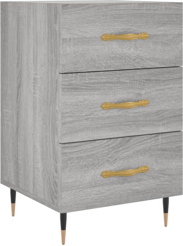 The Living Store Nachtkastje Grijs Sonoma Eiken 40 x 40 x 66 cm Duurzaam hout Veel opbergruimte Nachtkastje Kast Slaapkamermeubel Grijze Meubel Houten Meubel