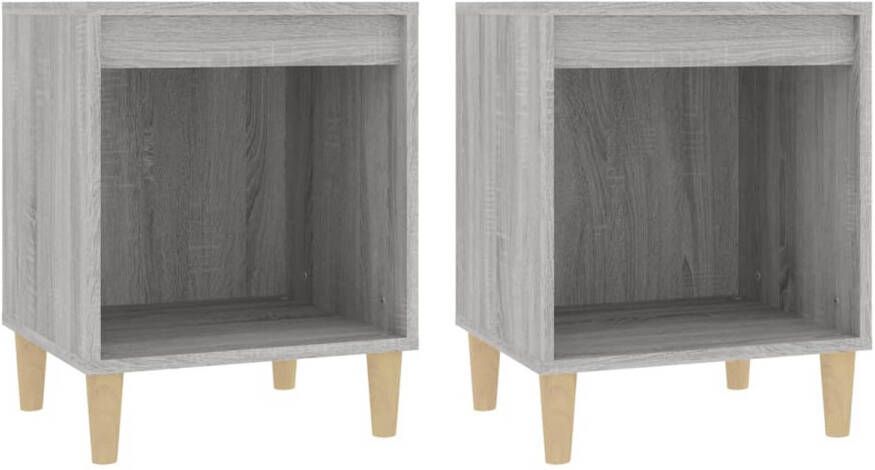 The Living Store Nachtkastje Grijs Sonoma Eiken Set van 2 40x35x50 cm Duurzaam hout Voldoende opbergruimte