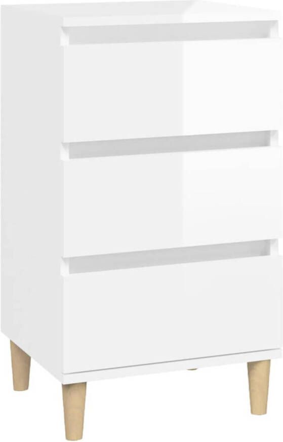 The Living Store Nachtkastje Hoogglans wit 40 x 35 x 70 cm 3 lades