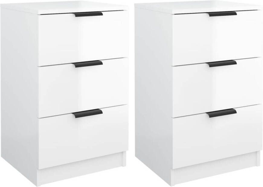 The Living Store Nachtkastje Hoogglans Wit 40 x 36 x 65 cm Bewerkt Hout Nachtkastje Slaapkamermeubel Houten Nachtkastje Hoogglans Wit Modern Nachttafel