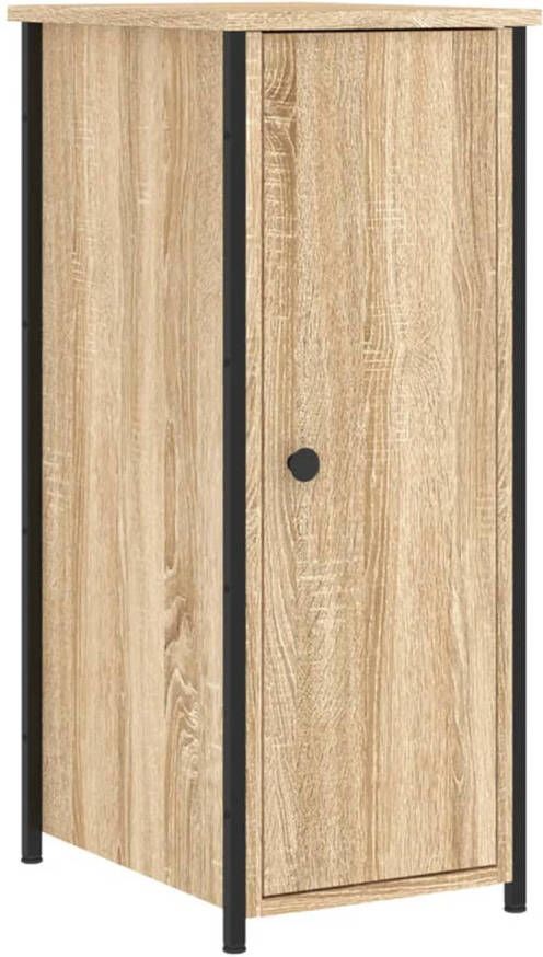 The Living Store Nachtkastje Industrieel 32 x 42 x 80 cm Sonoma Eiken 2 Vakken Verstelbare Poten Nachtkastje Industriële Design Houten Nachtkastje Bruine Nachtkastje Sonoma Eiken